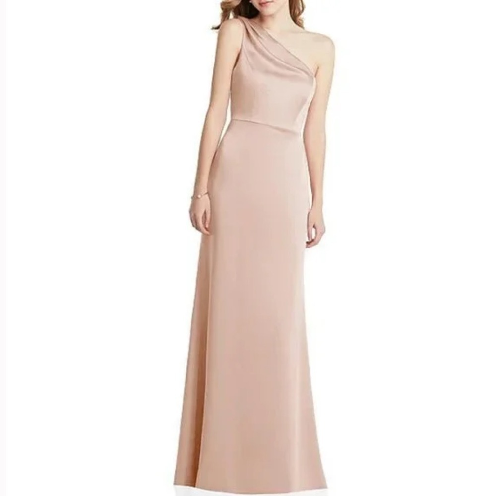 Lovely Women’s FOne Shoulder DrapedFormal MaXi Dress Twill Satin Gown Size 18